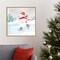 Let it Snow Blue Snowman V by Cynthia Coulter 22-in. W x 22-in. H. Canvas Wall Art Print Framed in Natural